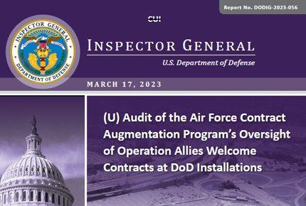 Audit of the Air Force Contract Augmentation Program’s Oversight of Operation Allies Welcome Contracts at DoD Installations