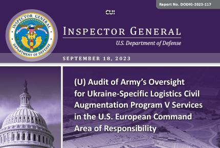 Audit of Army’s Oversight for Ukraine-Specific Logistics Civil Augmentation Program V Services in the U.S. European Command Area of Responsibility