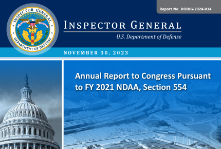 Annual Report to Congress Pursuant to FY 2021 NDAA, Section 554 