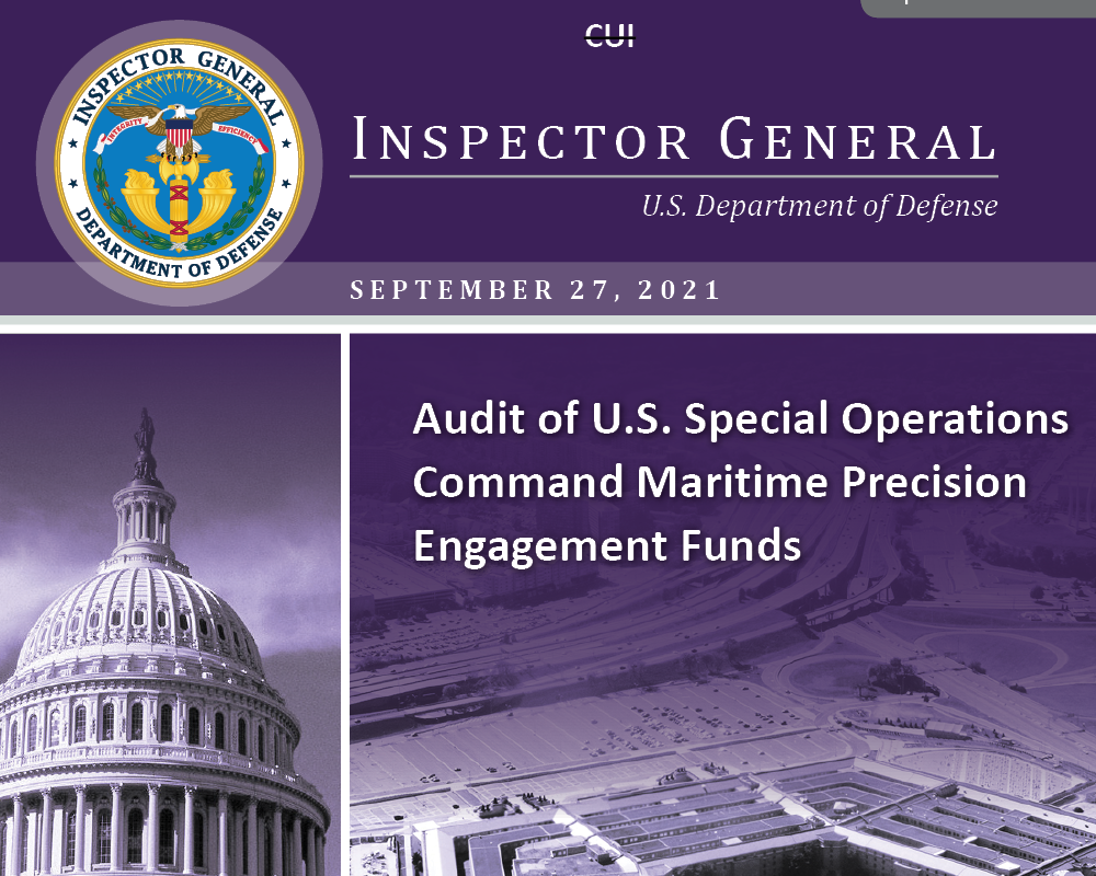 Audit of U.S. Special Operations Command Maritime Precision Engagement Funds (DODIG-2021-130)